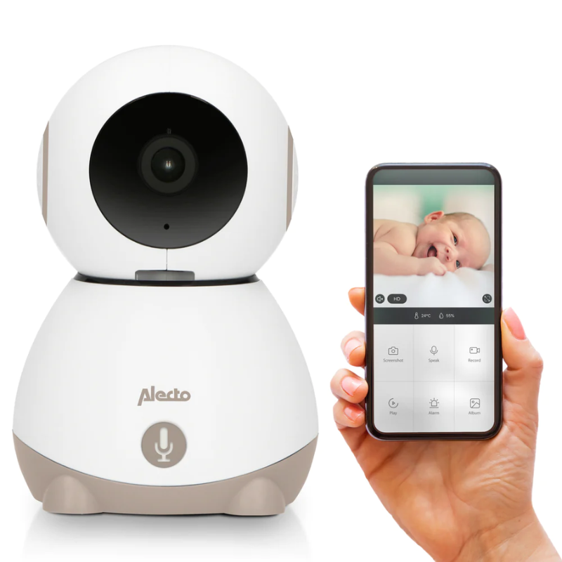 Alecto SMARTBABY10BE Wifi Babyfoon met Camera Wit/Taupe